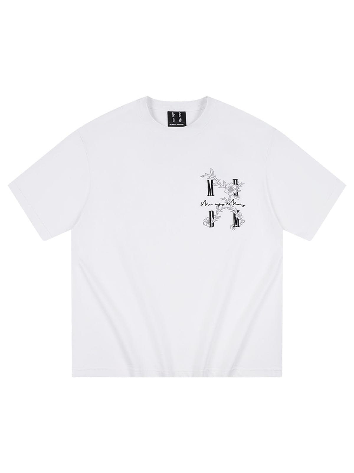 MEDM Floral Graphic Cotton Sorona T Shirt in White