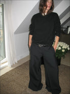 FaxCopyExpress Irregular Buckle Belt in Black - On Female Model