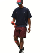 FPA Quick Dry Polka Dot T Shirt in Navy Blue - On Male Model