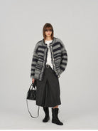 ACSENSE STUDIO Pleated Wool Blend Culottes in Gray - On Female Model