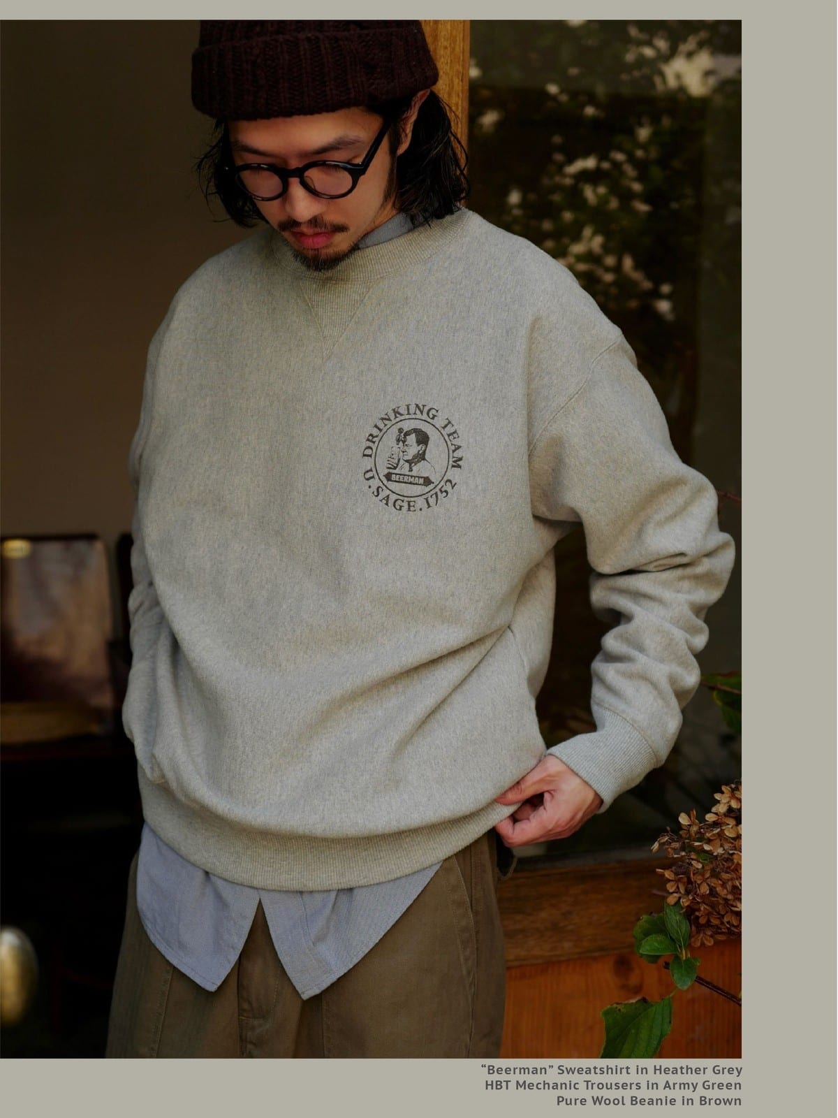 USAGE Reversible Sorona Blend Sweatshirt in Gray - On Male Model