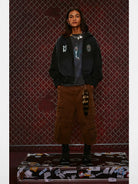 SOD Washed Layered Zip Up Hoodie in Black - On Male Model