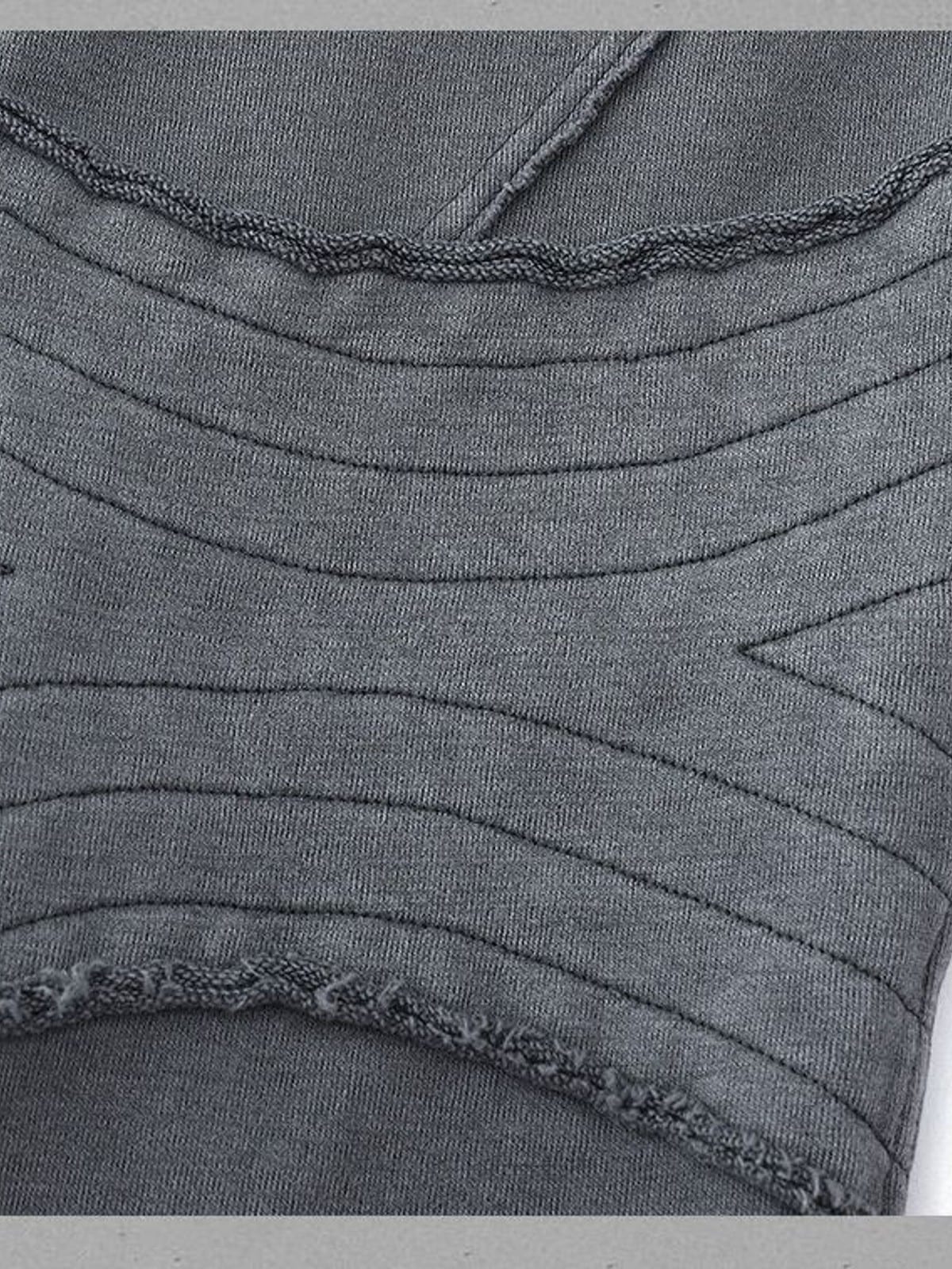 D5ove Side Zip Paneled Flared Pants in Gray - Detail