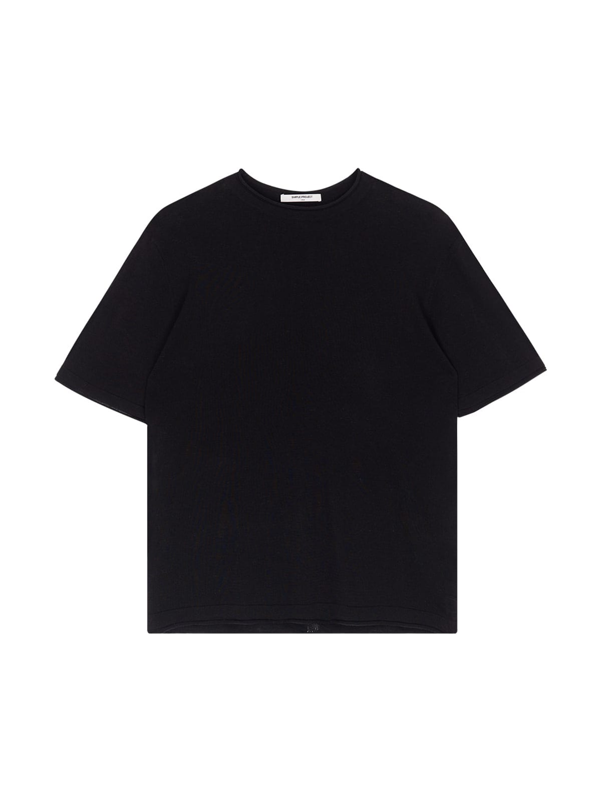 SIMPLE PROJECT Linen Blend Crewneck T Shirt in Black