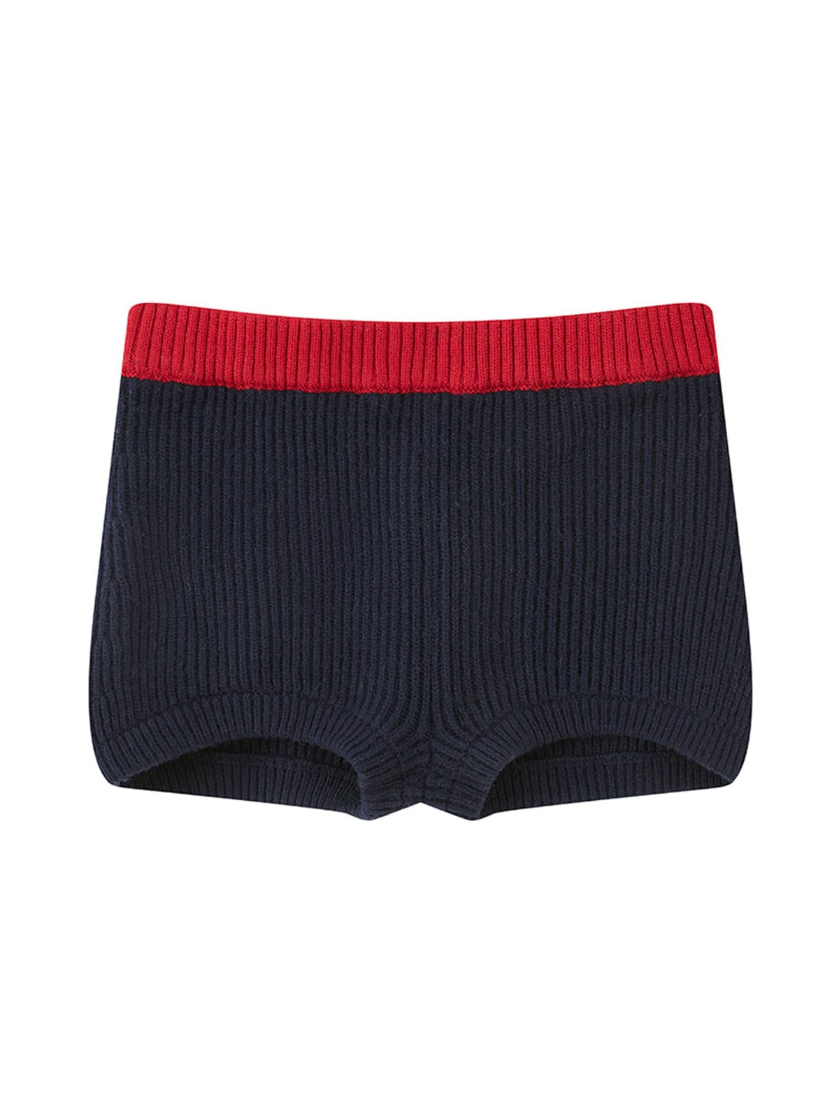 SweetChilling Ribbed Wool Blend Knit Shorts in Navy Blue