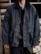 USAGE Heavyweight Cotton Canvas Barn Jacket in Gray - On Male Model