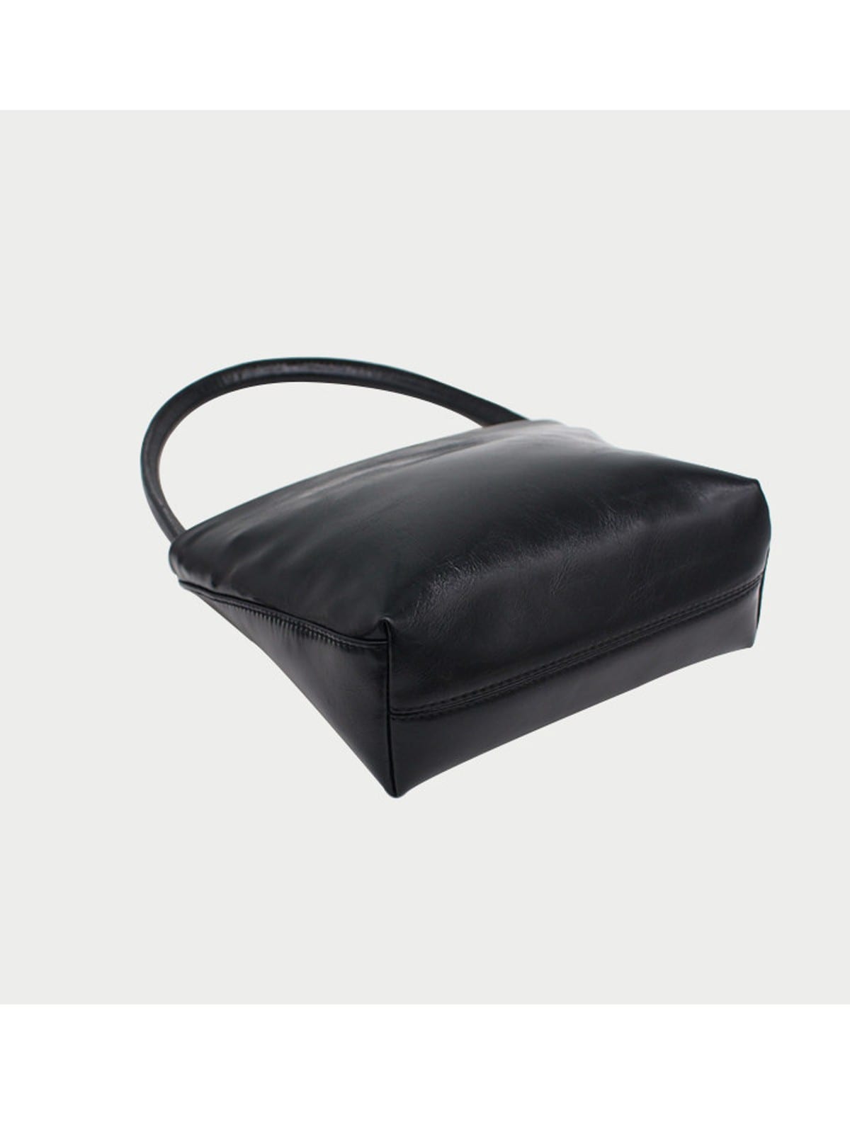PANLULUPAN Waxed Cowhide Square Shoulder Bag in Black