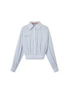SweetChilling Wrap Hem Cropped Shirt in Blue