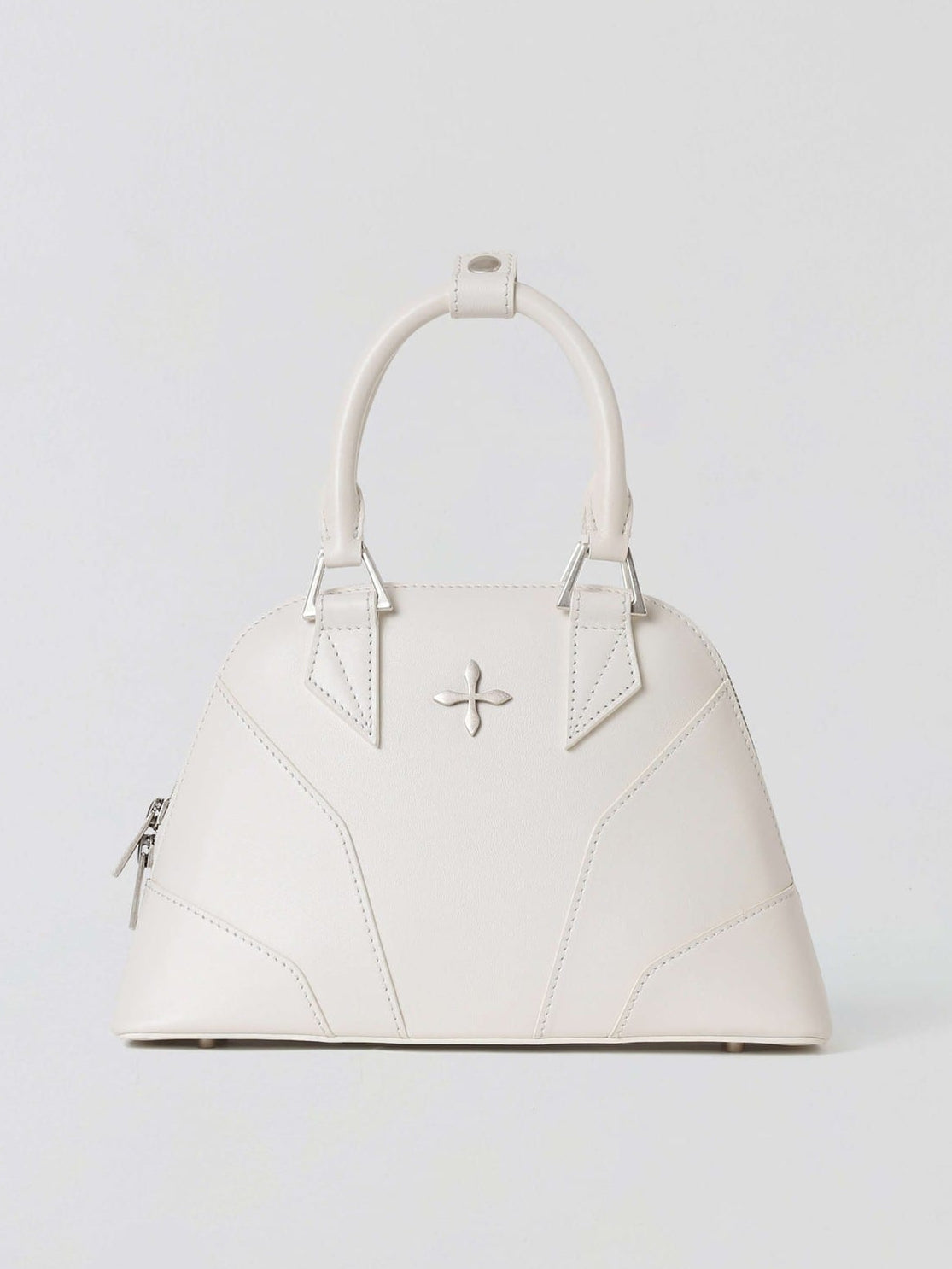 SMFK Medium Leather Shell Bag in White