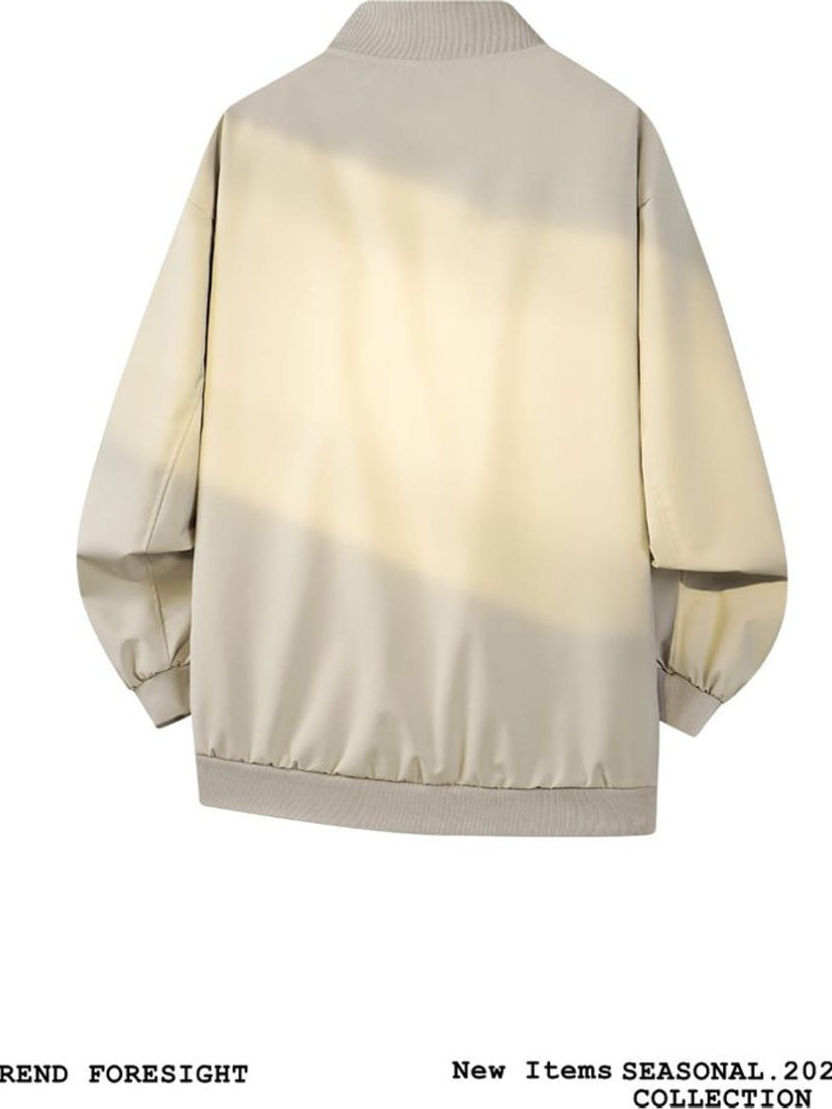 MEDM Stand Collar Zip Up Windbreaker in Beige