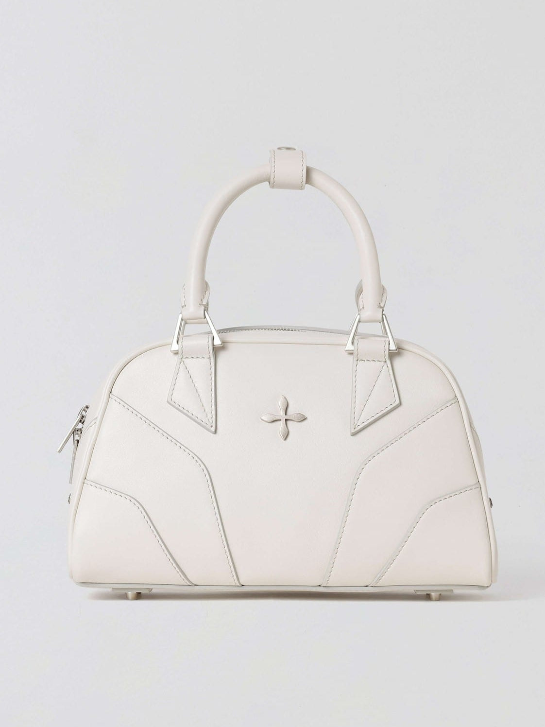 SMFK Phantom Leather Top Handle Bag in White