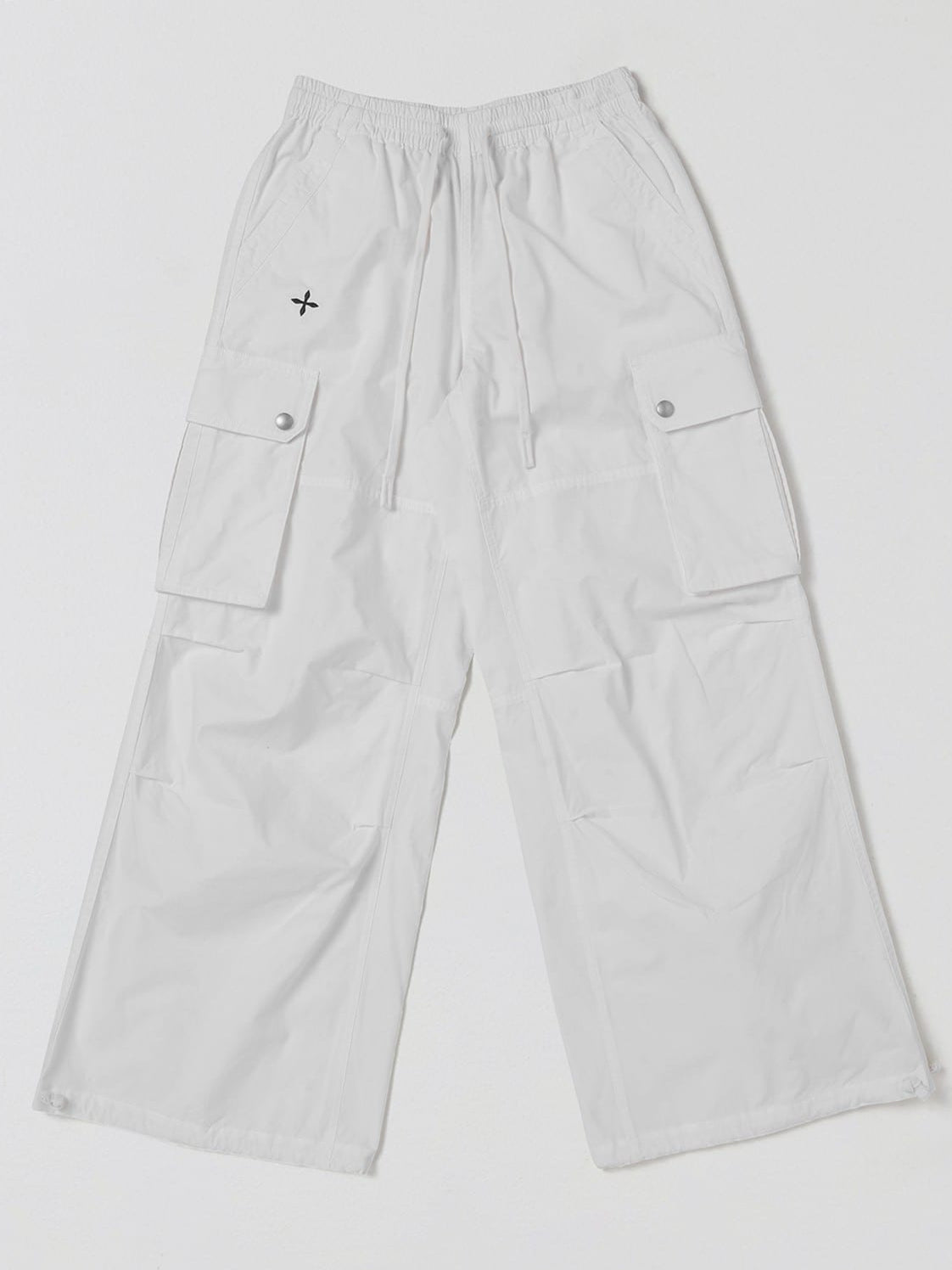 SMFK Garment Dyed Drawstring Cargo Pants in White