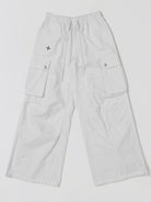 SMFK Garment Dyed Drawstring Cargo Pants in White