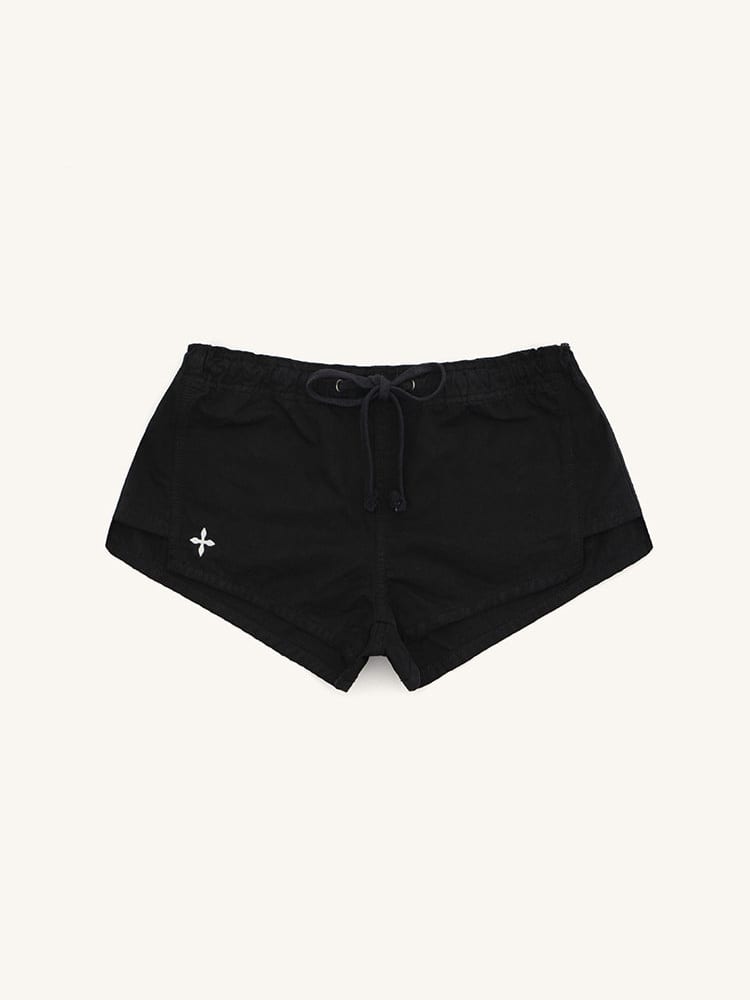 SMFK Low Rise Drawstring Cotton Shorts in Black