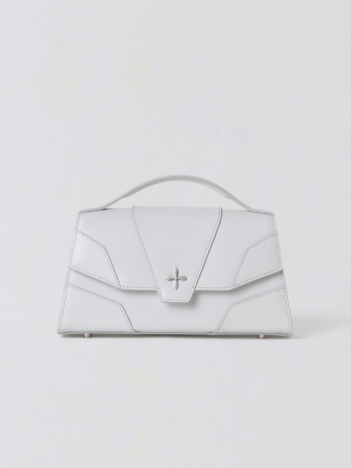 SMFK Geometric Leather Evening Clutch in White