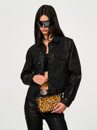 SMFK Cross Badge Leather Shoulder Bag in Print - On Female Model