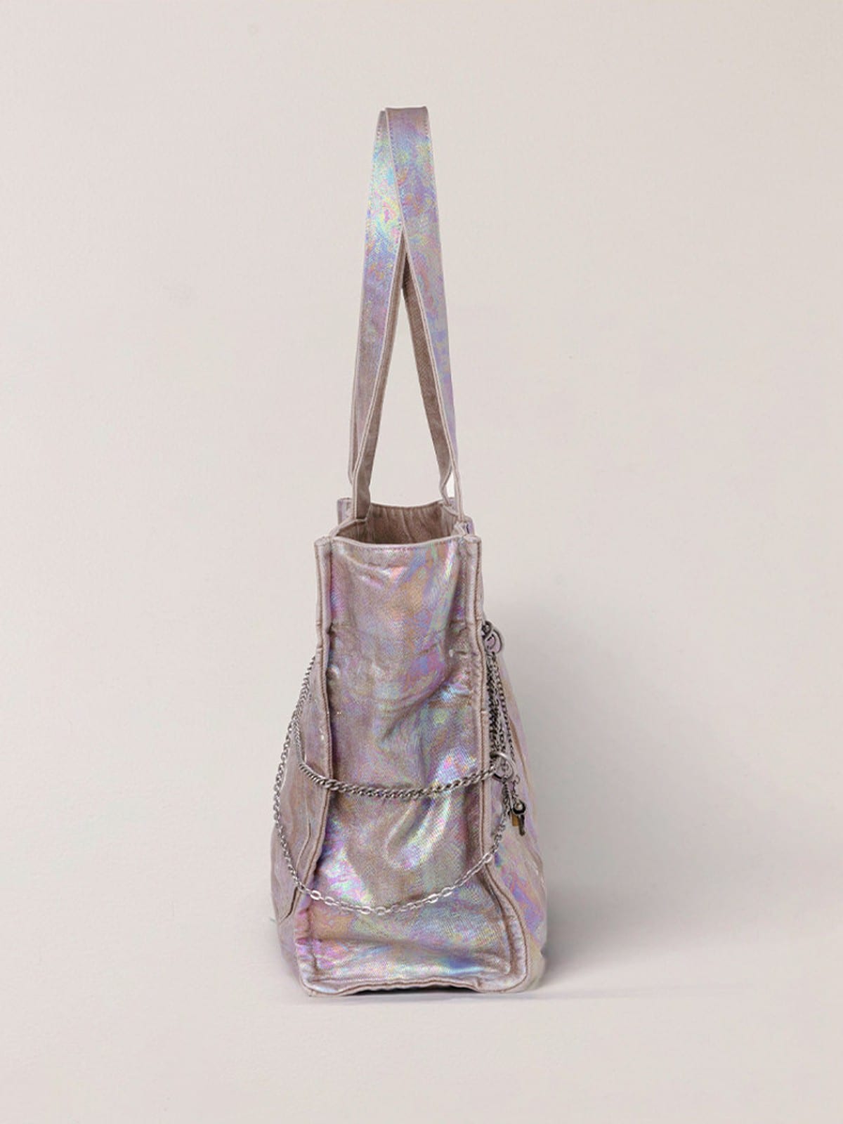 SMFK Distressed Denim Chain Tote Bag in Dreamland