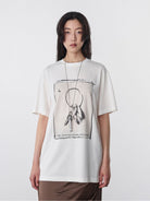 Random Piece Key Graphic Cotton T Shirt in White - On Female Model
