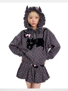 CFIERCE Embroidered Cat Tail Bubble Skirt in Gray - On Female Model