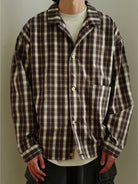 USAGE Gradient Plaid Cotton Blouson in Brown - On Male Model