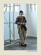 USAGE Cotton Plaid Patchwork Shirt in Patchwork - On Male Model
