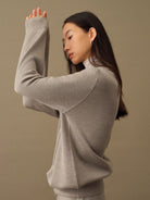 TEASEL Merino Wool Crewneck Sweatshirt in Gray - On Female Model