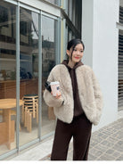 MSBEAST Merino Wool Hoodie Jogger Set in Brown - On Female Model