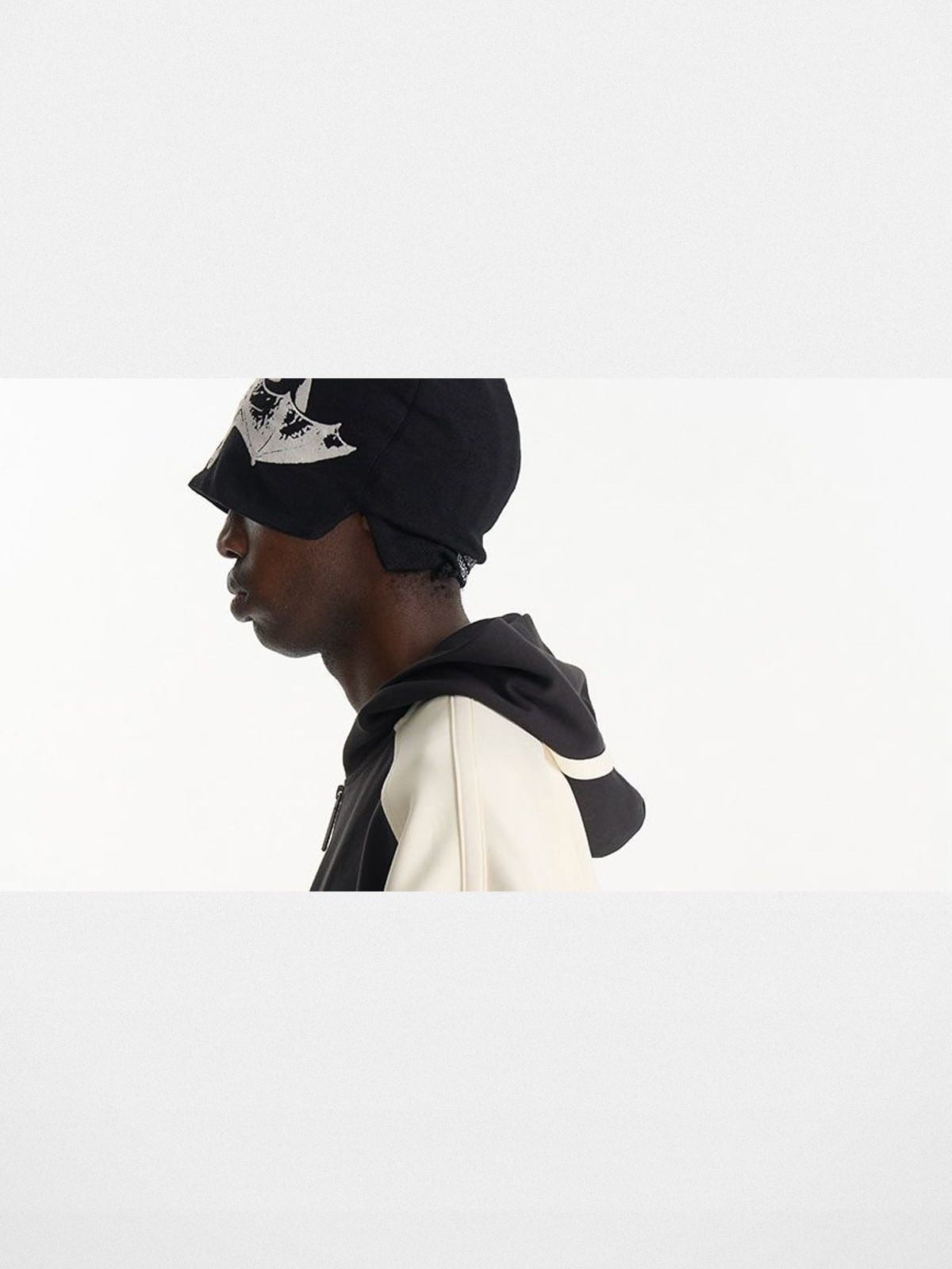 BLINDNOPLAN Hooded Colorblock Track Jacket in Black - On Male Model