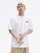 MEDM Cooling Cotton Blend T Shirt in White - On Male Model