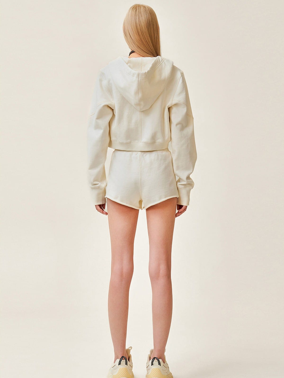 SMFK Low Rise Ribbed Cotton Shorts in White - On Model