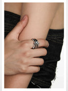 BLACKHEAD Spiked Heart Steel Ring in Gray - On Model