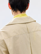 SIMPLE PROJECT Striped One Piece Collar Shirt in Beige - On Model