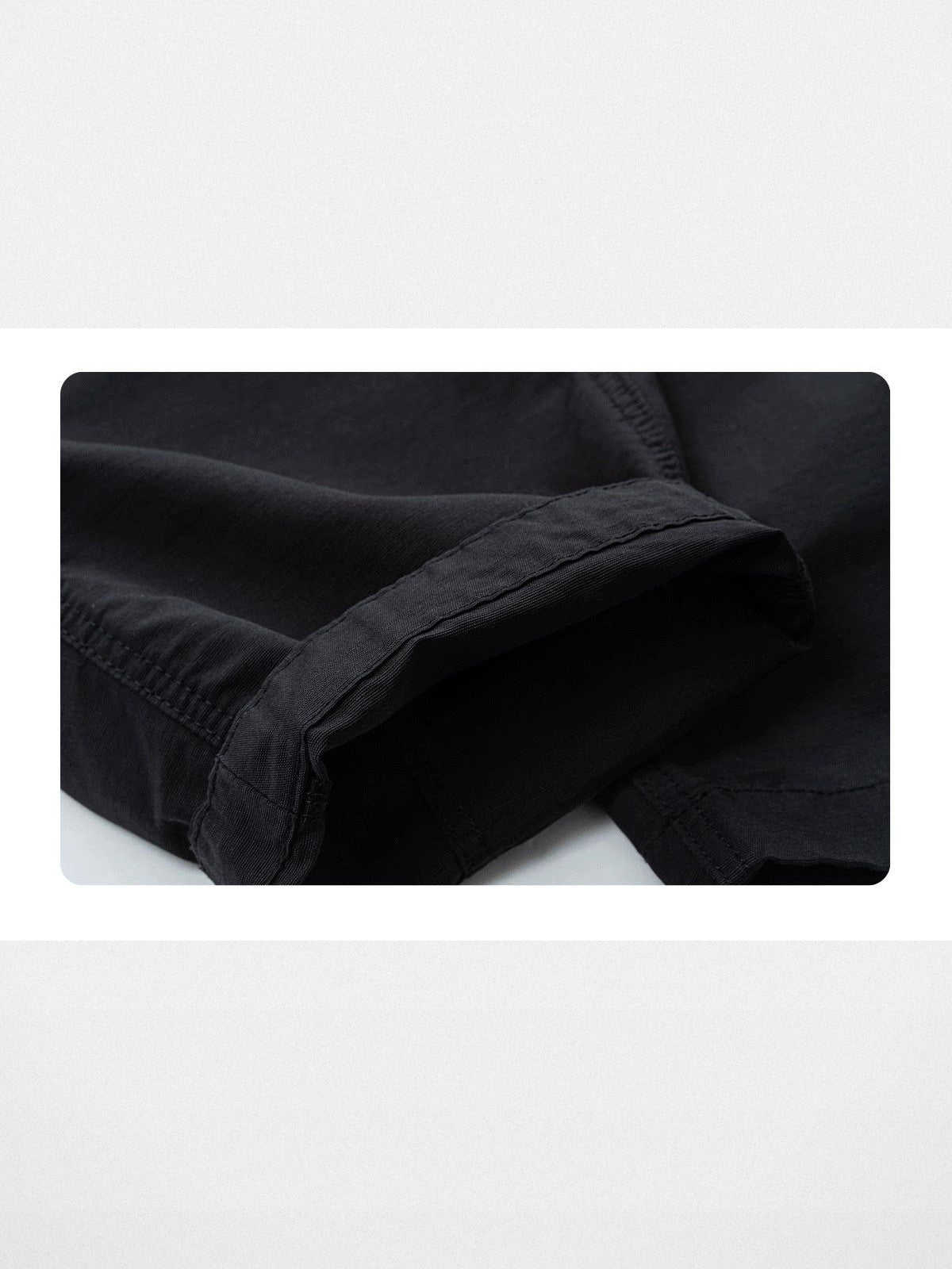 Soda Trendy Belted Cotton Nylon Tapered Pants in Black - Detail