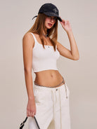 SMFK Distressed Camo Cotton Baseball Cap in Gray - On Female Model