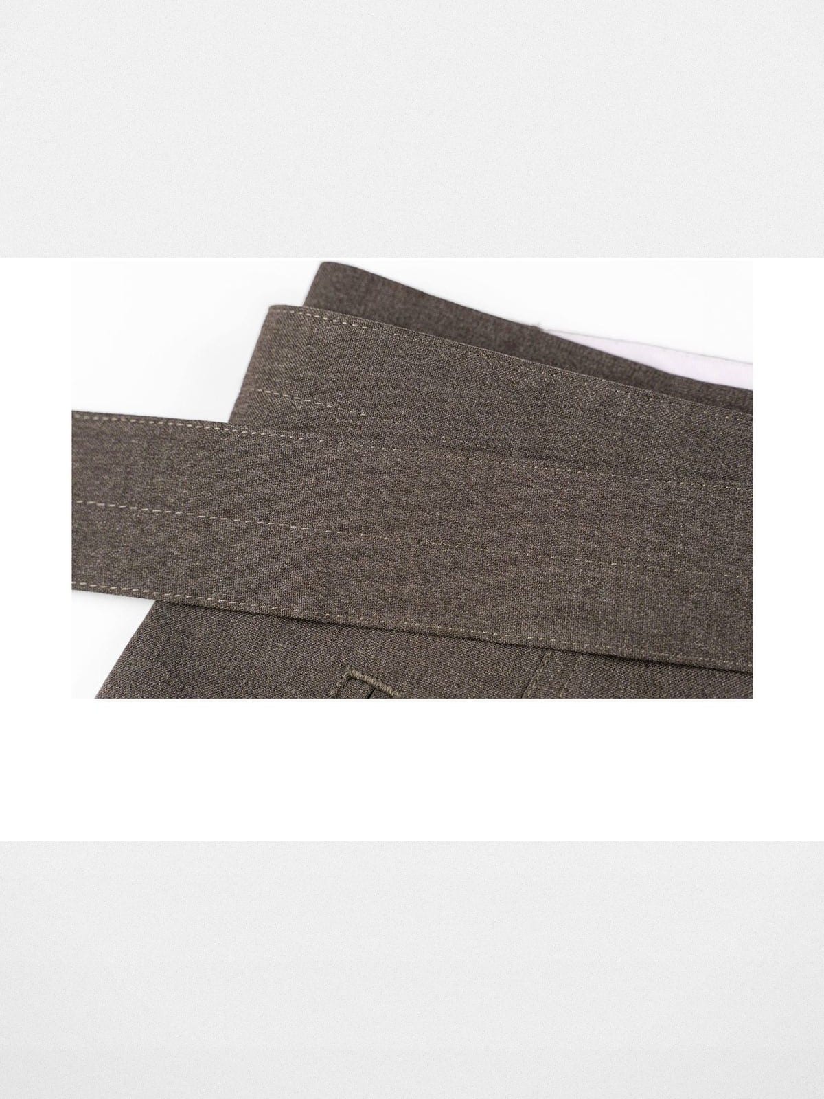 SIMPLE PROJECT Curved Seam Belted Wide Leg Trousers in Dark Gray - Detail
