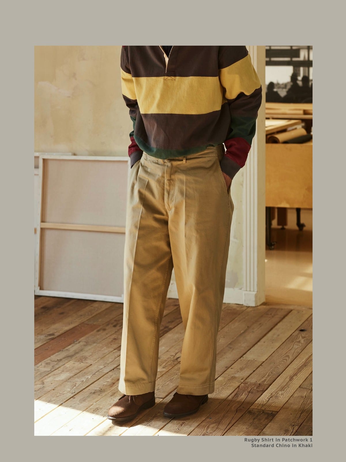 USAGE Heavyweight Cotton Twill Chinos in Khaki - On Model