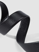 HONGU Cowhide Leather Automatic Buckle Belt in Black - Detail