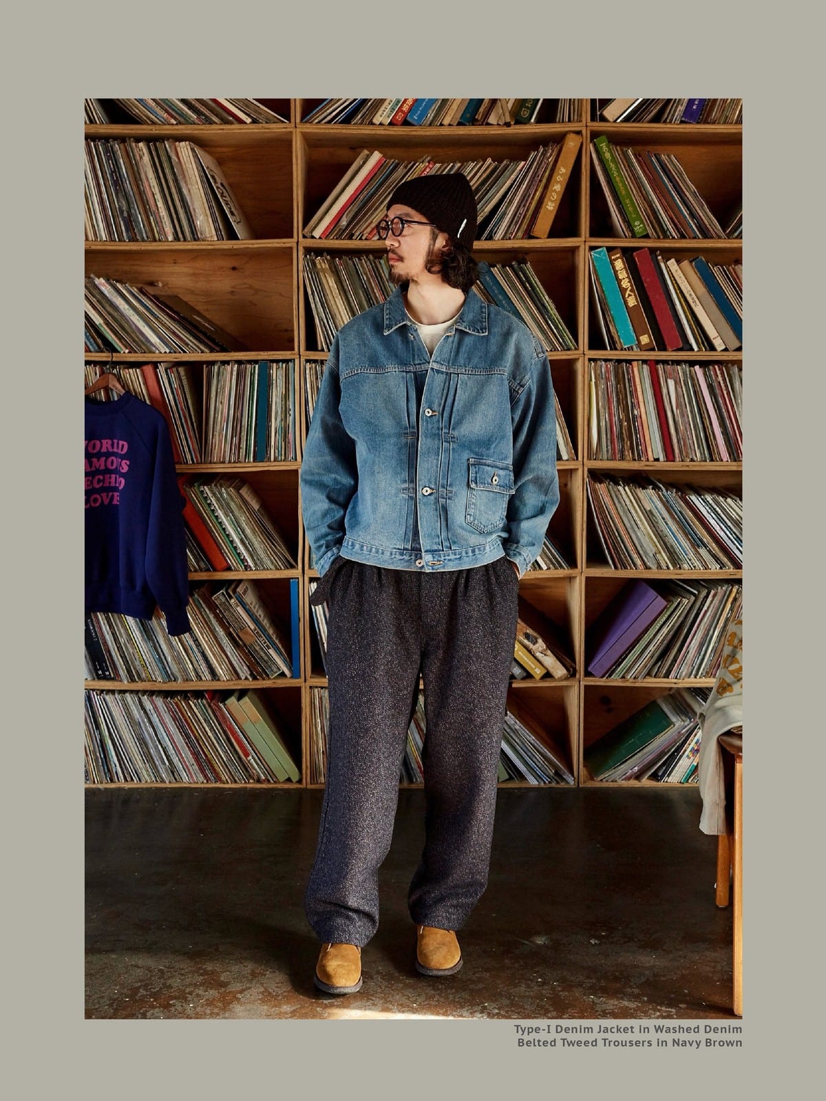 USAGE Type I Selvedge Denim Cropped Jacket in Denim - On Male Model