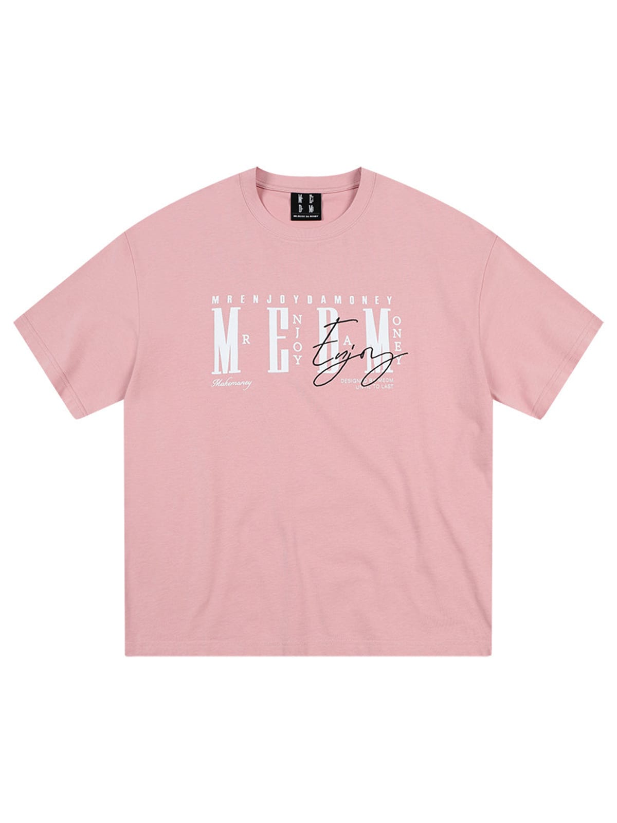 MEDM Vintage Logo Typography Cotton T Shirt in Pink
