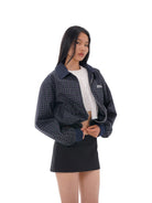 SweetChilling Contrast Collar Harrington Jacket in Green - On Female Model