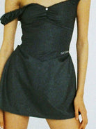 SweetChilling Off the Shoulder Corset Mini Dress in Gray - On Female Model