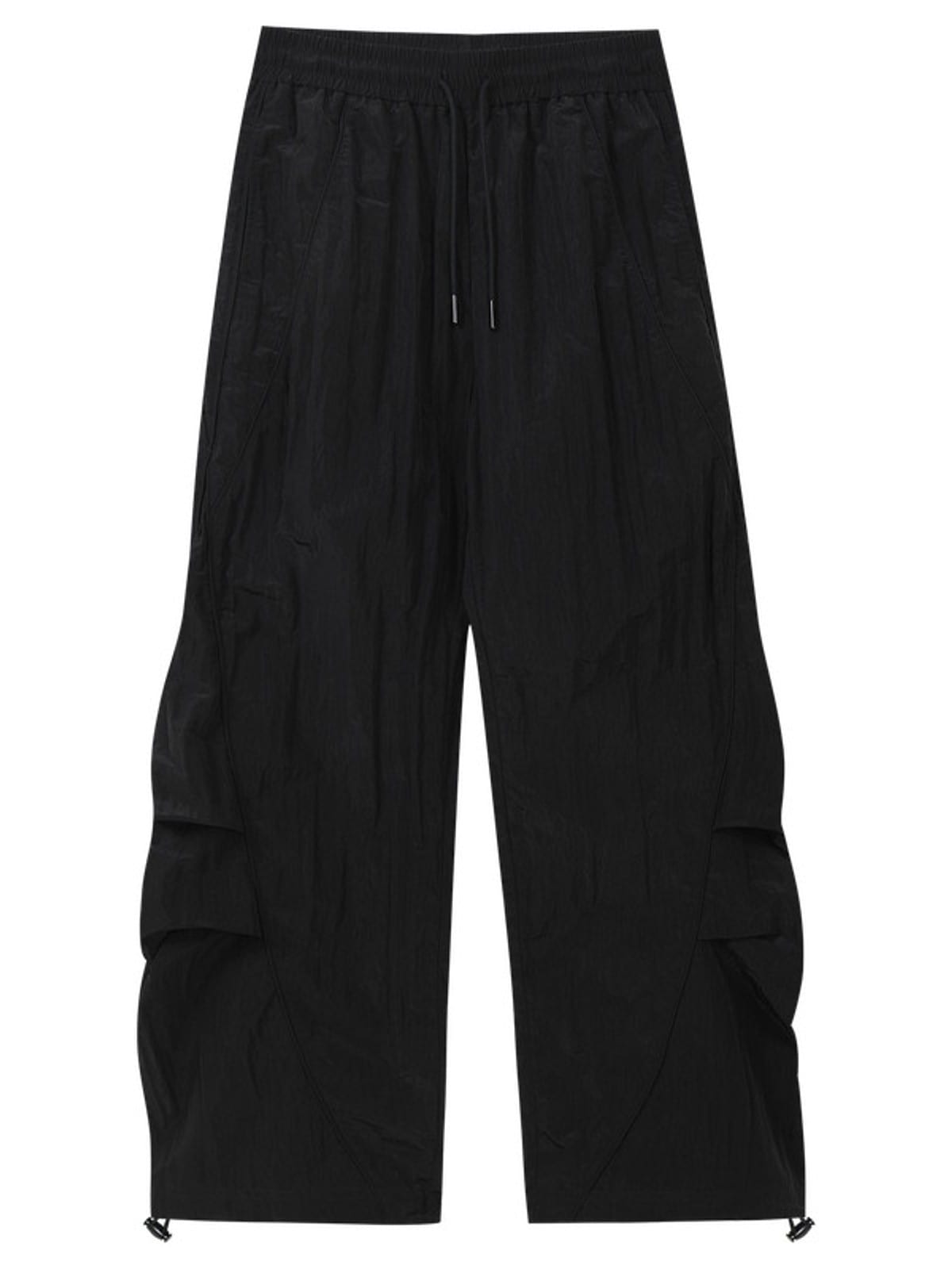 MEDM Glossy Piped Techwear Track Pants in Black