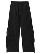 MEDM Glossy Piped Techwear Track Pants in Black