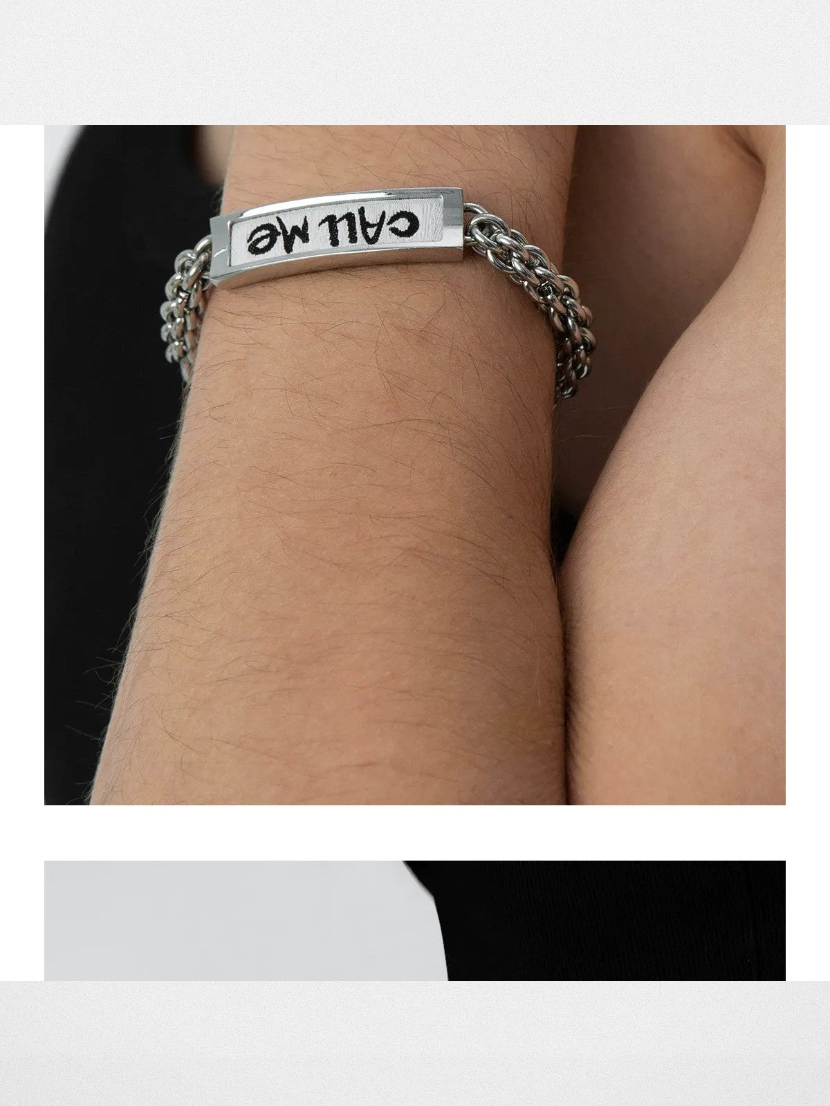 BLACKHEAD Call Me Steel Cuban Chain Bracelet in Silver - On Mixed Models