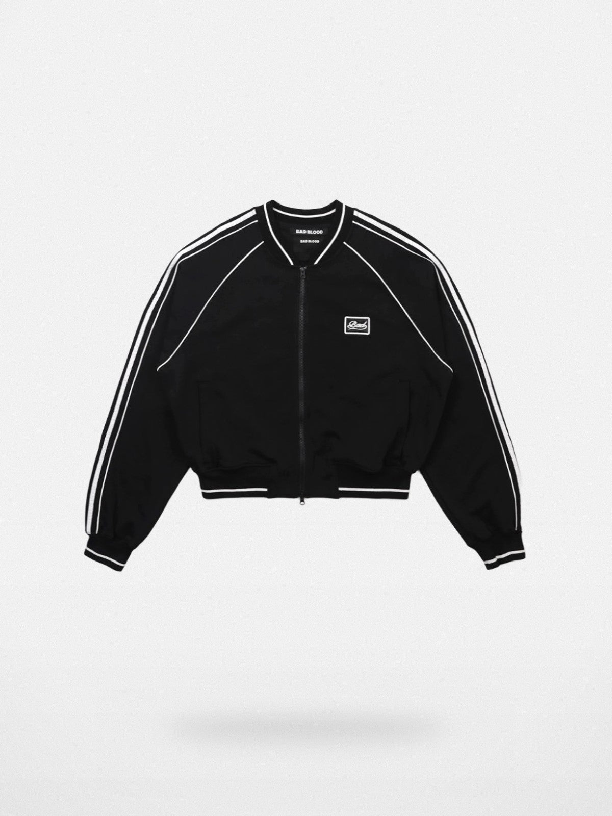 BADSEED Side Stripe Cotton Bomber Jacket in Black