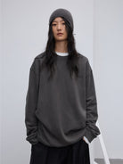 Random Piece Cotton Kapok Blend Crewneck Sweatshirt in Gray - On Female Model