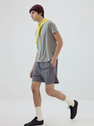 SIMPLE PROJECT Wool Blend Crewneck T Shirt in Gray - On Male Model