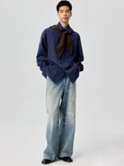 SIMPLE PROJECT Lyocell Cotton Pocket Work Shirt in Navy Blue - On Male Model