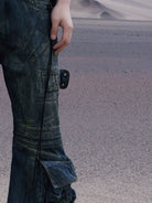 PERSONSOUL Dirty Wash Drawstring Flare Jeans in Denim - Lifestyle