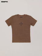 SMFK Cross Graphic Cropped T Shirt in Brown